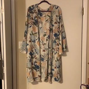 Cream and floral Kimono